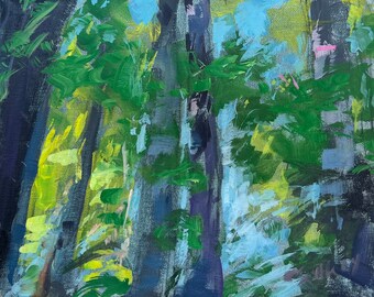 8" x 10", Acrylic Painting, Through the Trees. Or, message me your favorite photo and I'll paint it for you, same style and price!