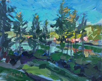 8" x 10", Acrylic Painting, Oras Across the Bay. Or, message me your favorite photo and I'll paint it for you, same style and price!