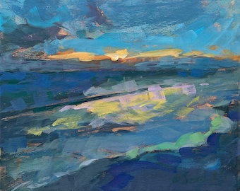 8" x 10", Acrylic Painting, Shoreline Surf. Or, message me your favorite photo and I'll paint it for you, same style and price!