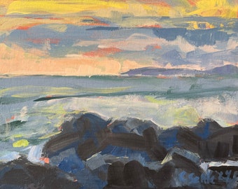 8" x 10", Acrylic Painting, San Diego Coastline. Or, message me your favorite photo and I'll paint it for you, same style and price!
