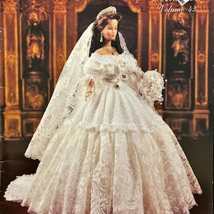 1840 Queen Victoria's Wedding Dress vintage digital crochet pattern Timeless Elegance for your Collection.  With Lace and Satin Crochet Gown