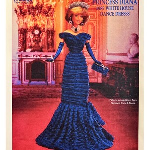 Prinzessin Diana Weißes Haus Tanzkleid 1985 DIGITAL DOWNLOAD ANLEITUNG enthält Kleid Tiara Halskette Geldbörse Schuhe Häkeln Sammlung Kostüm 56