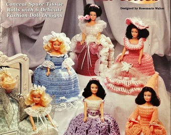 ビンテージ花柄ドレス人形 1840 Queen Victoria's Wedding Dress vintage digital crochet