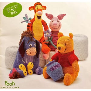 Patrón de descarga digital de Pooh y sus pequeños amigos Colección de crochet de los amigos caprichosos de Winnie Tamaño de 5" a 7" cuando esté terminado