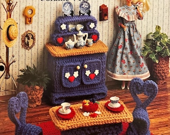 Puppenhaus Häkelanleitung: Vintage Frühstückszimmer Deko (Digitaler Download)