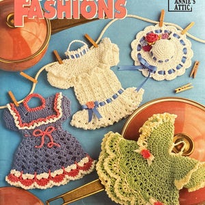 Potholder Fashions DIGITAL DOWNLOAD Dresses and Hats Using Sport Weight Yarn. 10 pages in English. Vintage