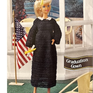 Abitur Kleid für Fashion Doll DIGITAL DOWNLOAD Häkeln Sie eine Graduation Day Look Mütze und Kleid Andenken in Barbie-Größe