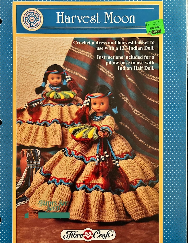 Harvest Moon Vintage Digital Crochet Pattern for 13 Indian Doll