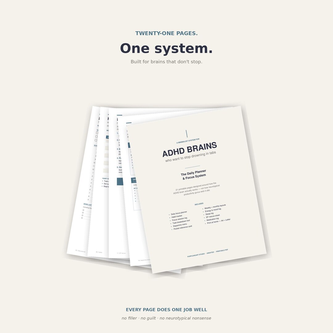ADHD Daily Planner Printable, ADHD Workbook PDF, Executive Function ...