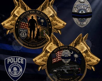 Official Officer Don "DJ" Keller Memorial coin. Approved by the Keller Family Greenwood PD