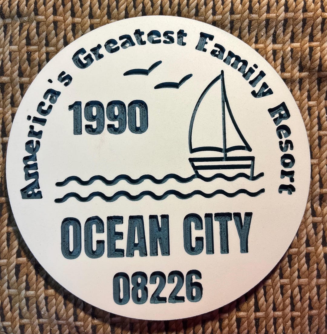 1990 Ocean City Beach Tag Wall Decor - Handmade Seashore Art, New ...