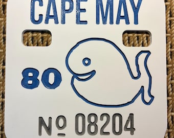 Handmade 1980 Cape May Beach Tag Sign - Jersey Shore Inspired Wall Decor