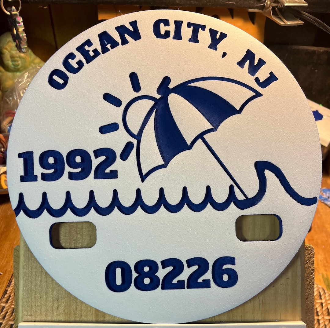 1992 Ocean City Beach Tag Wall Decor - Handmade Seashore Art, New ...
