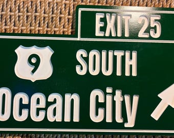 Ocean City / Marmora NJ Exit 25 Garden State Parkway Sign - New Jersey Road Sign