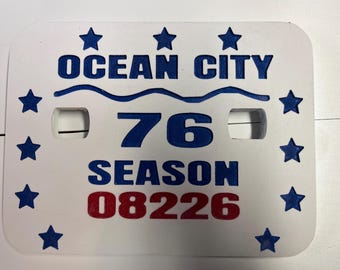 Handmade 1976 Ocean City NJ Beach Tag Sign: Seashore Wall Decor