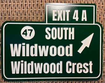 Wildwood / North Wildwood NJ Exit 4A / Route 47 Garden State Parkway Sign - New Jersey Road Sign