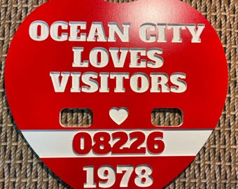 1978 Ocean City Beach Tag Wall Decor - handmade seashore art, New Jersey beach tag