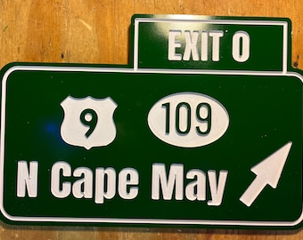Garden State Parkway Exit 0 Sign: Cape May, NJ - Handmade PVC Replica