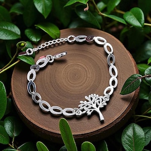 Silver Tree Of Life Bracelet, Nature Lover&#39;s Jewelry, Boho Bracelet, Stackable Silver, Meaningful Gift, Layering, Gift For Her