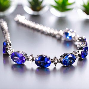 Sterling Silver Sapphire Bracelet: Bridal Wedding Jewelry Gift