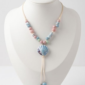 Keramische schelpketting – Handgemaakte oceaanhanger, schelpsieraden