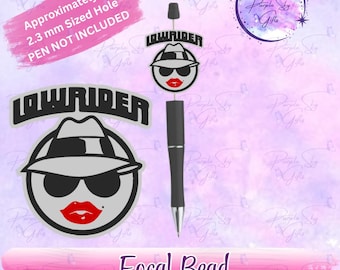Lowrider Woman Female with Wording - Focal Bead - Great Bead For Pens, Badge Reels, Keychains, Etc. - Hole is 2.3 mm- 3d printed