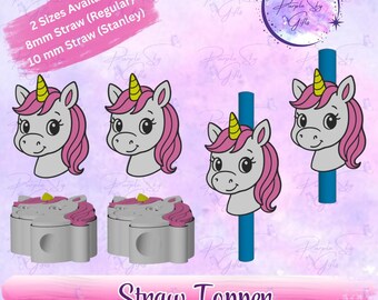 Cute Unicorn - Straw Charm - Drink Accessories - 2 Sizes To Choose From - 8mm or 10mm Straw Topper- 3d printed