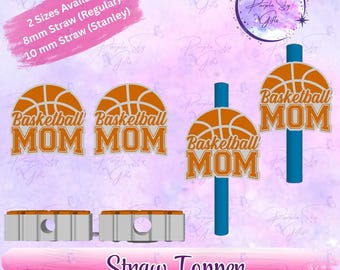 Basketball Mom - Straw Charm - Drink Accessories - 2 Sizes To Choose From - 8mm or 10mm Straw Topper- 3d printed