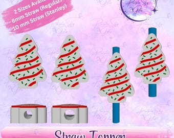 Christmas Tree Snack Cake - Straw Charm - Drink Accessories - 2 Sizes To Choose From - 8mm or 10mm Straw Topper- 3d printed