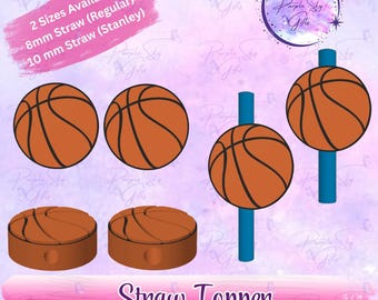 Basketball - Straw Charm - Drink Accessories - 2 Sizes To Choose From - 8mm or 10mm Straw Topper- 3d printed