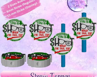 You'll Shoot Your Eye Out Kid Christmas - Straw Charm - Drink Accessories - 2 Sizes To Choose From - 8mm or 10mm Straw Topper- 3d printed