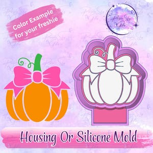 Pumpkin With Bow Halloween Freshie Mold Housing or Silicone Mold