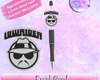 Lowrider Male with Wording - Focal Bead - Great Bead For Pens, Badge Reels, Keychains, Etc. - Hole is 2.3 mm- 3d printed