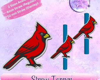 Cardinal Bird - Straw Charm - Drink Accessories - 2 Sizes To Choose From - 8mm or 10mm Straw Topper- 3d printed