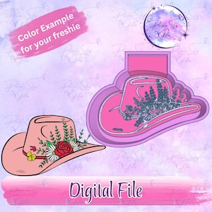 Floral Cowgirl Hat STL DIGITAL FILE - Freshies, Silicone Mold Resin Art, Wax Melts, Candy Molds, Mold Housing