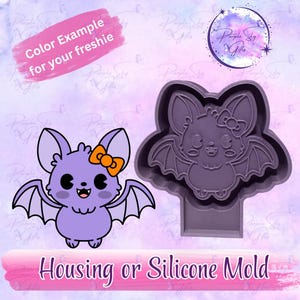 Cute Halloween Bat With Bow Freshie Mold Housing or Silicone Mold
