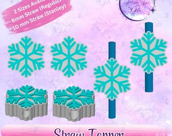 Snowflake - Straw Charm - Drink Accessories - 2 Sizes To Choose From - 8mm or 10mm Straw Topper- 3d printed