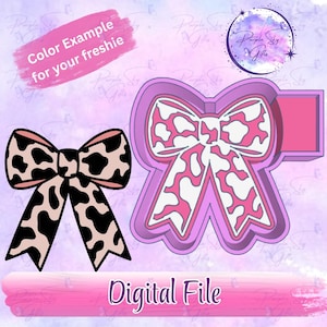 Cow Print Bow STL DIGITAL FILE For Mold Housing - Freshies, Silicone Mold Resin Art, Wax Melts, Candy Molds, Silicone Mold Housing