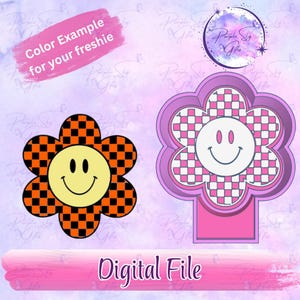 Checkered Print Flower STL DIGITAL FILE For 3D Printer - Freshies, Silicone Mold Resin Art, Wax Melts, Candy Molds, Mold Housing