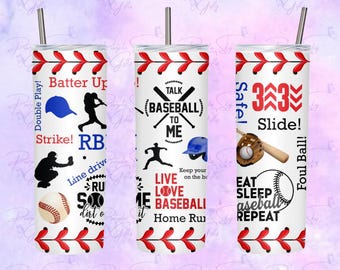20 oz or 30 oz Baseball Collage Stainless Steel Tumbler