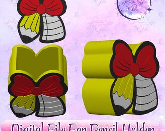 Teacher Round Pencil Bow STL and 3MF DIGITAL FILES For Desk Pencil Holder