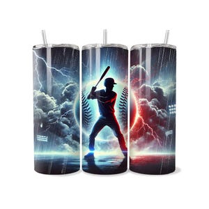 20 or 30 oz Baseball Storm Stainless Steel Tumbler