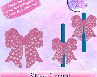 Coquette Heart Bow - Straw Charm - Drink Accessories - 2 Sizes To Choose From - 8mm or 10mm Straw Topper- 3d printed