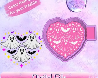 Archivo digital STL de molde de corazón de fantasmas y murciélagos de Halloween