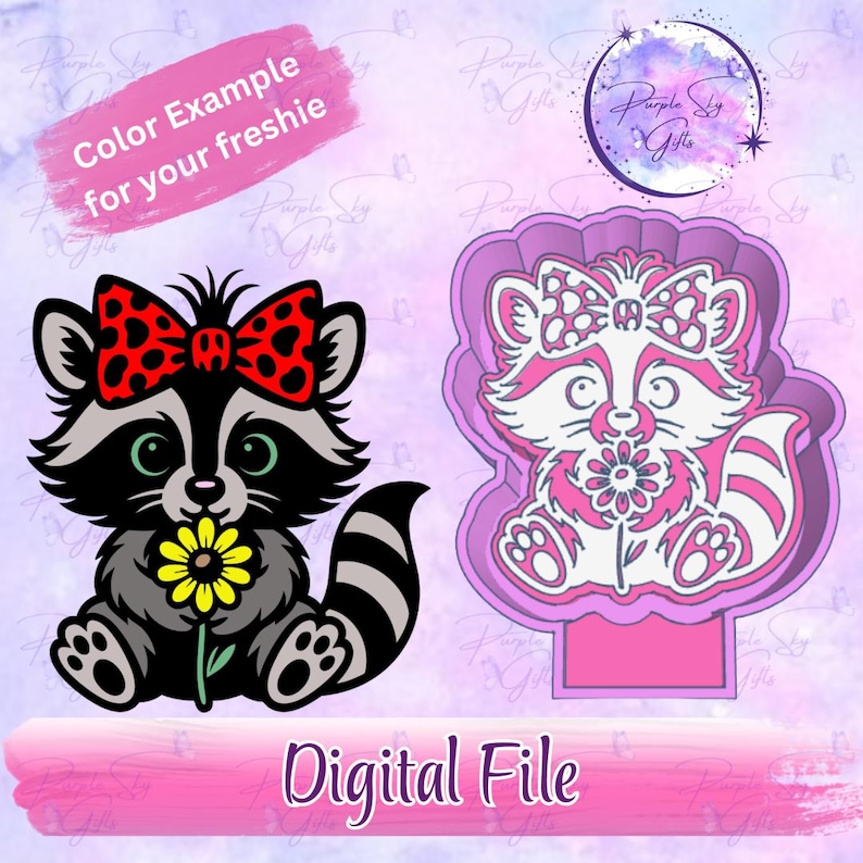 Fall Racoon Freshie Cute Raccoon With Bow and Flower STL DIGITAL FILE for 3D Printer ...