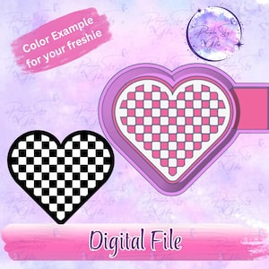 Checkered Print Heart STL DIGITAL FILE For Mold Housing - Freshies, Silicone Mold Resin Art, Wax Melts, Candy Molds, Silicone Mold Housing