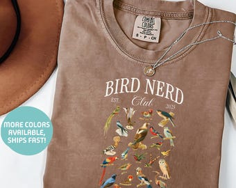 Comfort Colors® Bird Nerd Club T-Shirt, Vintage Bird Lover Tee, Birds Shirt, Nature Lover Gift, Wildlife shirt, Vintage Birds Shirt