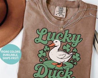 Comfort Colors® Lucky Duck Tshirt, Unisex Shirt, Gift for her, gift for him, Funny Duck Shirt, Humor Shirt, Meme Shirt, Lucky Shirt, Lucky