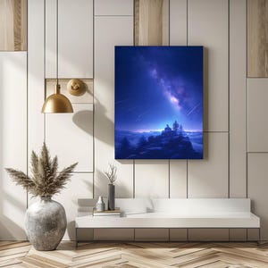 Celestial Night Sky Wonderland Wall Art, High Contrast Surreal Collage, Star Gazing Gift, Space Lover Decor, Milky Way Galaxy
