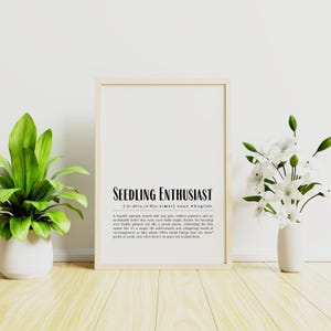 Seedling Enthusiast Definition Print: Funny Dictionary Wall Art (Digital Download)